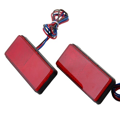 Red 24 LED Rectangle Reflectors Tail Brake Stop Marker Light Lamp Pickup Truck Trailer RV ATV Motorcycle 2x