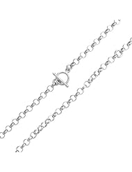Bling Jewelry 925 Silver Flat Rolo Chain Toggle Clasp Charm Belcher Necklace