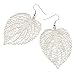 Silver Tone Filigree Leaf Drop Earrings