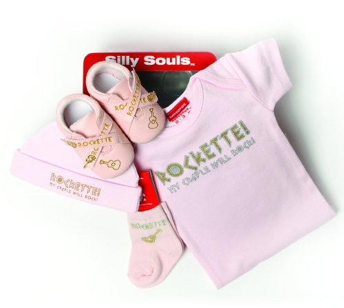 Silly Souls Rockette 4-Piece Baby Gift Set, Pink, 6-12 Months