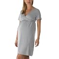 Eve Alexander Short-Sleeve Nursing Nightgown - Gray