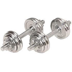 33 Lb Chrome Dumbell Set 12 Pieces, 8 of 2.5 Lbs and 4 of 1.25 Free Carrying Case by Roger Enterprises
