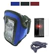 Microsoft Zune HD Armband with Armlength 10.5 Inch and 14.6 Inch + Screen Protector + Zune HD Car Charger (14.6", Blue)