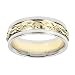 14k Two-Tone Gold Women's Floral Wedding Band, 6mm.