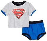 Franco Apparel Baby-boys Newborn Superman Diaper Set, Gray/Blue, 9 Months