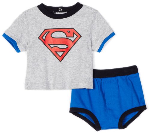  Franco Apparel Baby-boys Newborn Superman Diaper Set, Gray/Blue, 6 Months