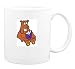 Mug with bulldog, smiling, reading, book, dog