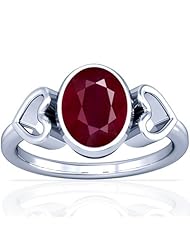 14K White Gold Oval Cut Ruby Womens Astrological Ring