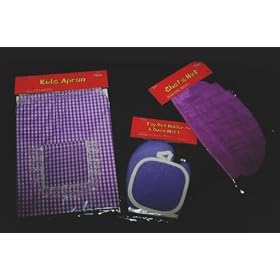 Kids Apron, Chef's Hat and Pot Holder Set - Purple by Boley