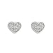 .925 Sterling Silver Rhodium Plated Heart CZ Stud Earrings with Screw-back for Children