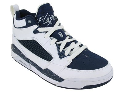Nike Kids's JORDAN FLIGHT 9 (GS) BASKETBALL SHOES 4.5 (WHITE/MIDNIGHT NAVY/MTLLC SLVR)