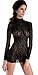 Music Legs Seamless Black Lace Long Sleeved Turtleneck Mini Dress