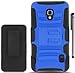For LG Optimus F6 D500 Robotic Belt Clip Hybrid Holster Kickstand Cover Case with ApexGears Stylus Pen (Blue Black)