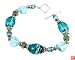 Bracelet - B9 - Handmade Murano Glass & Fire-Polished Beads - Oval Beads - Toggle Closure ~ Turquoise (Blue)