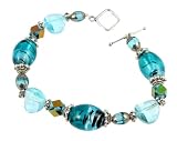 Jewelry : Bracelet - B9 - Handmade Murano Glass & Fire-Polished Beads - Oval Beads - Toggle Closure ~ Turquoise (Blue)