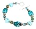 Bracelet - B9 - Handmade Murano Glass & Fire-Polished Beads - Oval Beads - Toggle Closure ~ Turquoise (Blue)