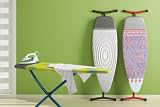 picture of Brabantia Ironing Board with Heat-Resistant Iron Parking Zone, Size D, 135 x 45cm, 35mm Metallic Black Frame, Grey Swirl Cover