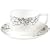 Forma Fine Bone China Rimmed Black Embossed 250ml Teacup & Saucer