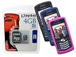 Black, Magenta, Blue Skin Cover Case and Kingston 4GB microSDHC Class 4 Memory Card with SD Adapter for Blackberry Pearl 8110 8120 8130