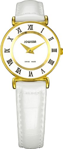 Jowissa Women's J2.027.S Roma 24 mm Gold PVD White Leather Roman Numeral Watch