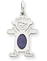 14K White Gold Girl 6x4 Oval Genuine Sapphire-September