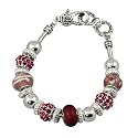 Fuchsia Moreno Beads and Rhinestone Sliding Bracelet Fashion Jewelry