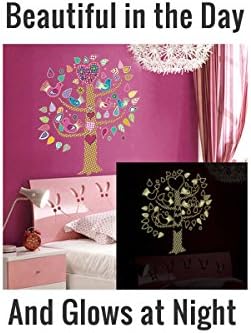 Wall decal décor "Happy tree and birds design" for baby's wall. The wall stickers are beautiful during day and they glow in the dark at night bringing comfort. Safe, non- toxic for wall window decor.