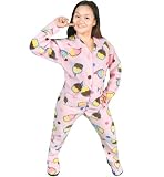 PajamaCity Pink Cupcakes Print Fleece Drop Seat Onesie Footie Pajamas for Teens and Adults