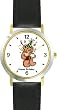 Teddy Bear (Birthday) Bear Animal - WATCHBUDDY&reg; DELUXE TWO-TONE THEME WATCH - Arabic Numbers - Black Leather Strap-Size-Large ( Men's Size or Jumbo Women's Size )