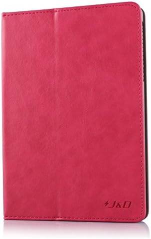 Google Nexus 9 Case - J&D [Cushion Folio] Genuine Leather Folio Case with Built-in TPU Cushion [Maximum Protection] Case for Google Nexus 9 (Hot Pink)