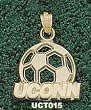 Univ Of Connecticut 3/16" Uconn Soccerball Charm/Pendant -14K/10K, Stainless Steel or Gold Plated