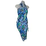 HAWAIIAN LONG BLUE and GREEN TROPICAL BEACH SCENE SARONG