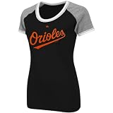 Majestic Baltimore Orioles Women's All My Heart Premium T-Shirt - Black (Small)