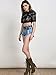 Persun Women's Black Tasseled Trims Sequin Floral Lace Sheer Crop Top