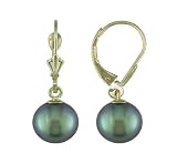 14K Dyed Black Akoya Cultured Pearl Earrings