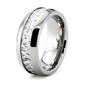 Titanium Eternity CZ Wedding Band with CZ - Size 6