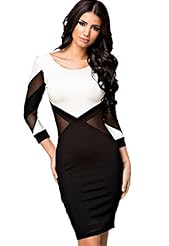 Cutout Mesh Long Sleeves Polyester Club Dress 