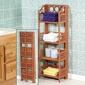 Bathroom Folding Storage Shelf, 4 Shelves