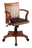 Deluxe Bankers Chair with Vinyl Padded Seat - Fruitwood Finish / Black Vinyl - Office Star - 108FW-