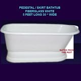 Antique style White roll top bath tubs, Soaking tubs, Pedestal bath tub w/ skirt base -Fiberglass tub - 60 x30