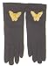 G60, Black Wool Jersey Gloves with One Antique Gold Butterfly for Women and Teens