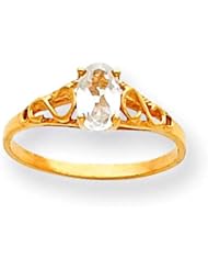 MadiK® Childrens 14K Yellow Gold Synthetic White Spinel Polished Ring Sz 3