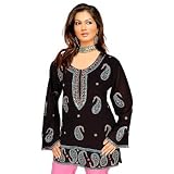 Curve V-neck Hand Made Stones and Sequence Embroidery Work Ladies Designer Tops 