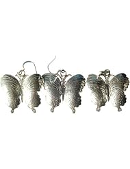 Butterfly Pendant with Earrings Set - Sterling Silver