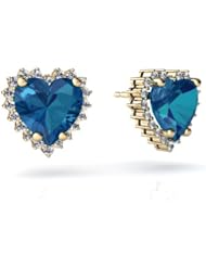 Genuine London Blue Topaz 14kt Yellow Gold Earrings