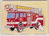 kids and infants educational toys item: Wooden Fire Truck 9-piece Peg Puzzle