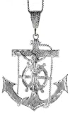 Sterling Silver 2 1/16 (52mm) Large Mariner's Cross Pendant