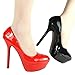 High Heels Lack Pumps Plateau im Italy - Design rot und schwarz 10248