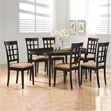 Crawford 7 Piece Oval Dining Table with Cross Back Side Chair in Rich Cappuccino