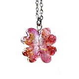 Handmade Four Leaf Clover Murano Pendant- Pink